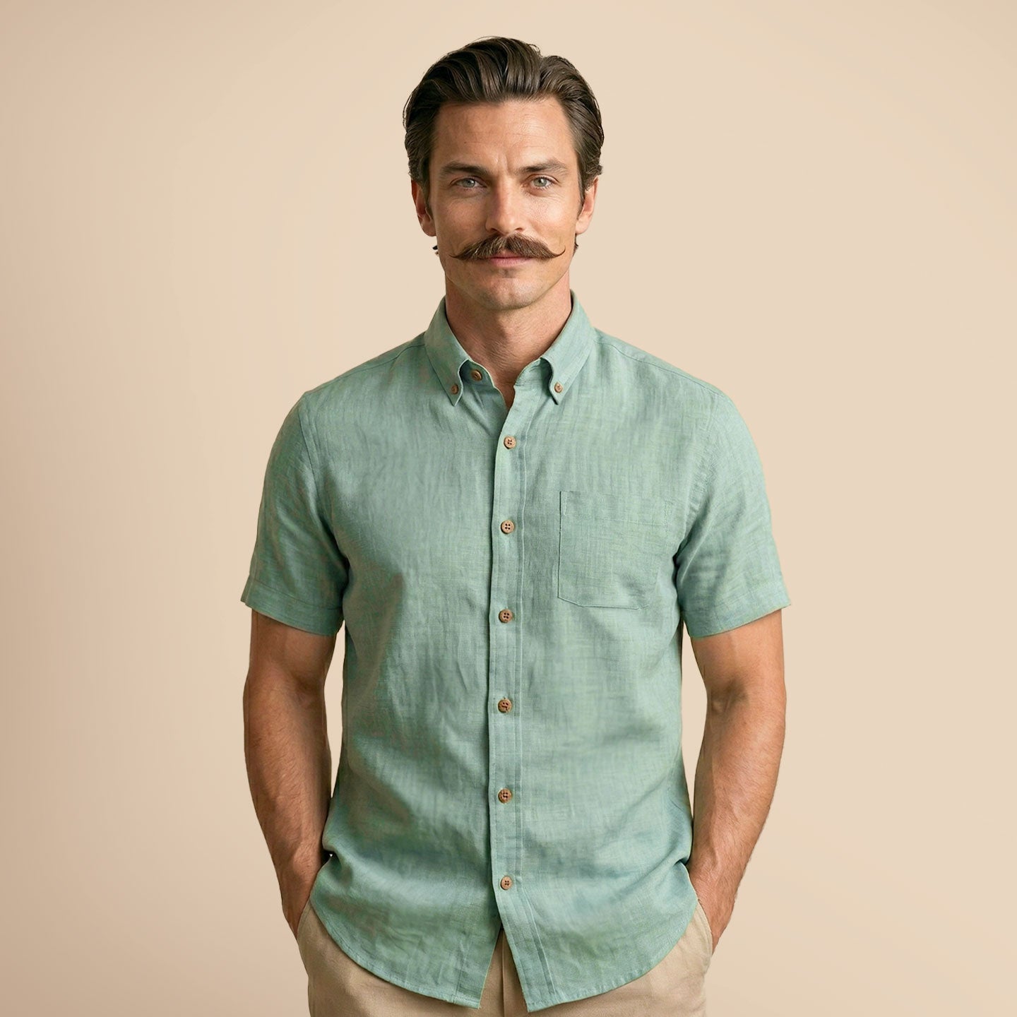 Breeze Linen Half Sleeves Shirt In Watercress Breeze Linen Half Sleeves Shirt In Watercress