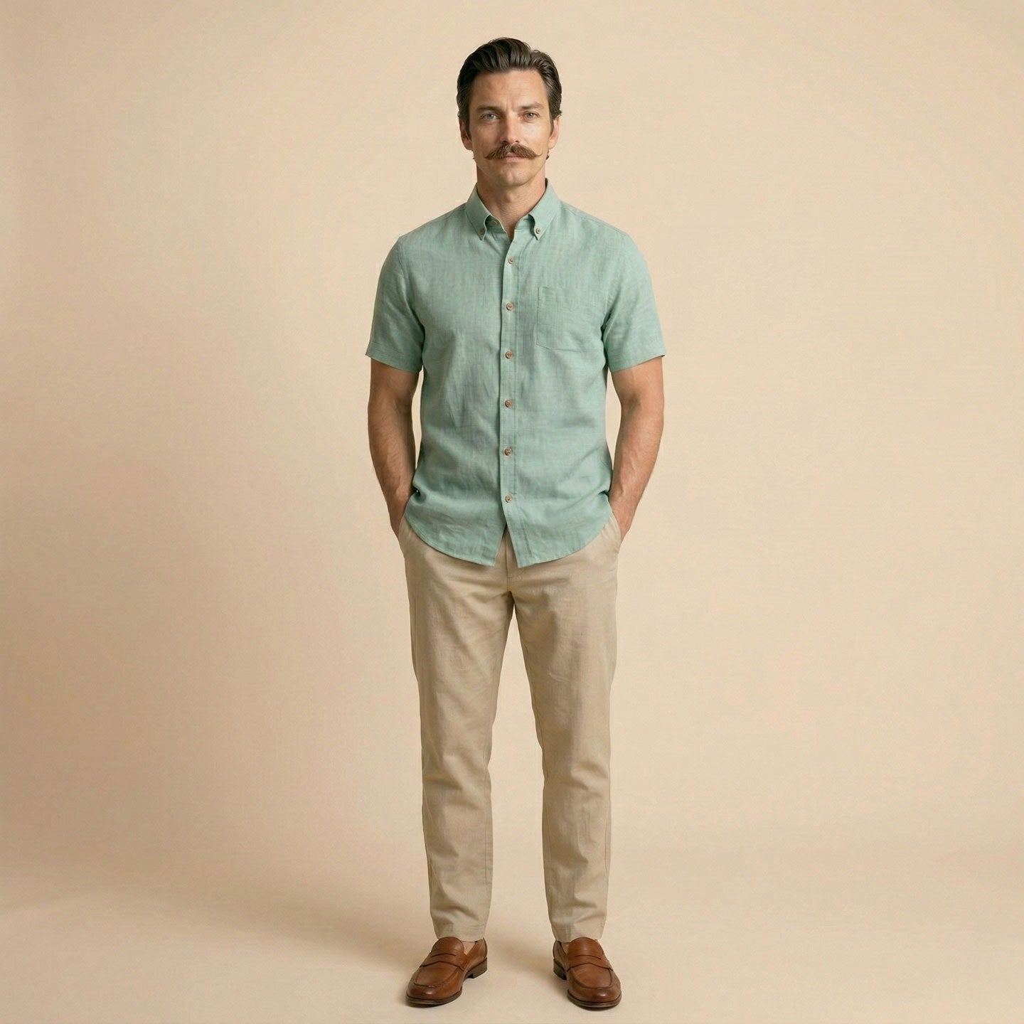 Breeze Linen Half Sleeves Shirt In Watercress Breeze Linen Half Sleeves Shirt In Watercress