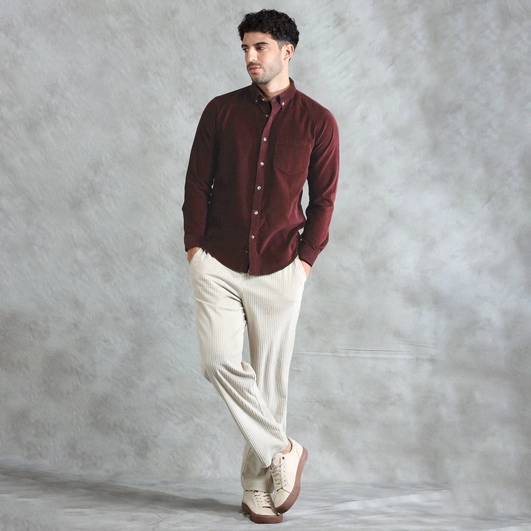 Cruise Corduroy Shirt In Wineberry Cruise Corduroy Shirt In Wineberry