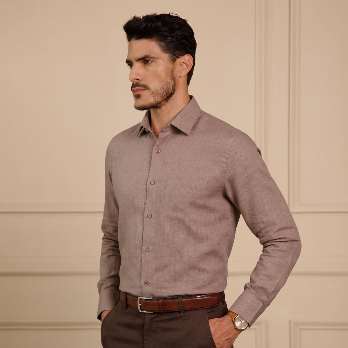 Men’s pure linen formal shirt