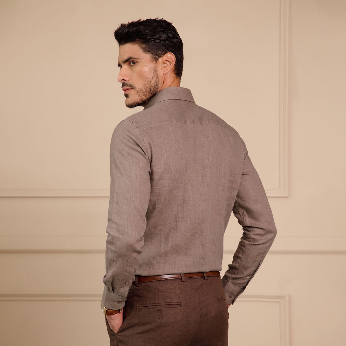 Pearl rose formal linen shirt