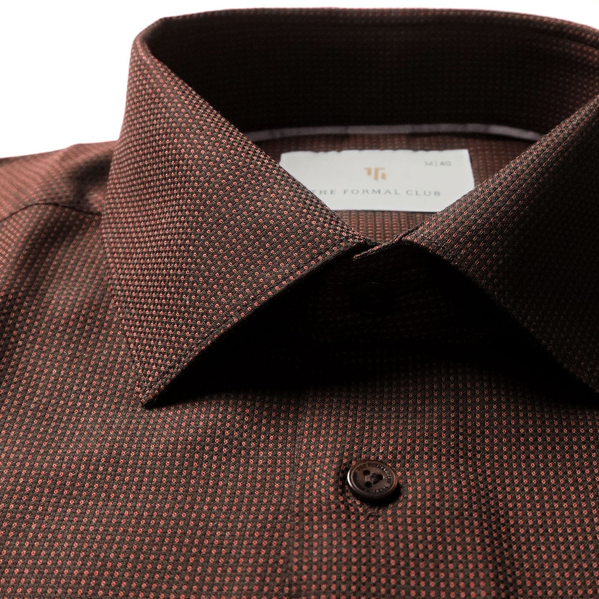 Regent Dobby Check Shirt in Wine