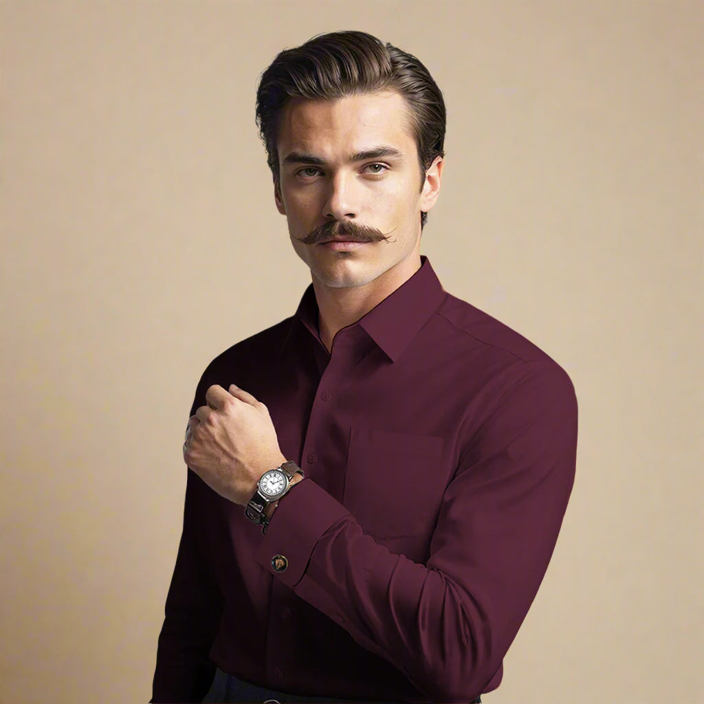 French Cuff Giza Cotton Shirt in Wineberry French Cuff Giza Cotton Shirt in Wineberry