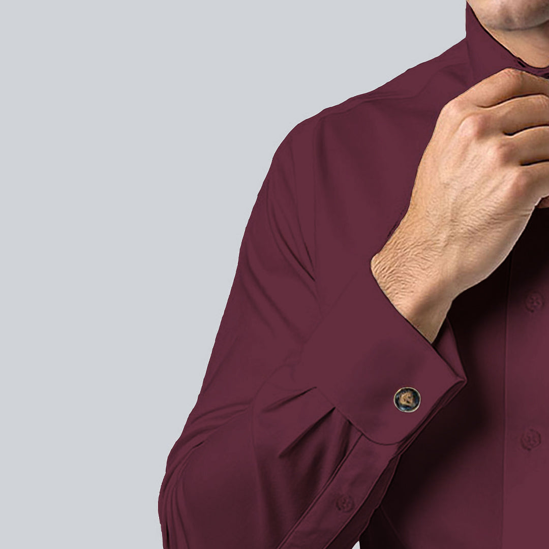 French Cuff Giza Cotton Shirt in Wineberry French Cuff Giza Cotton Shirt in Wineberry
