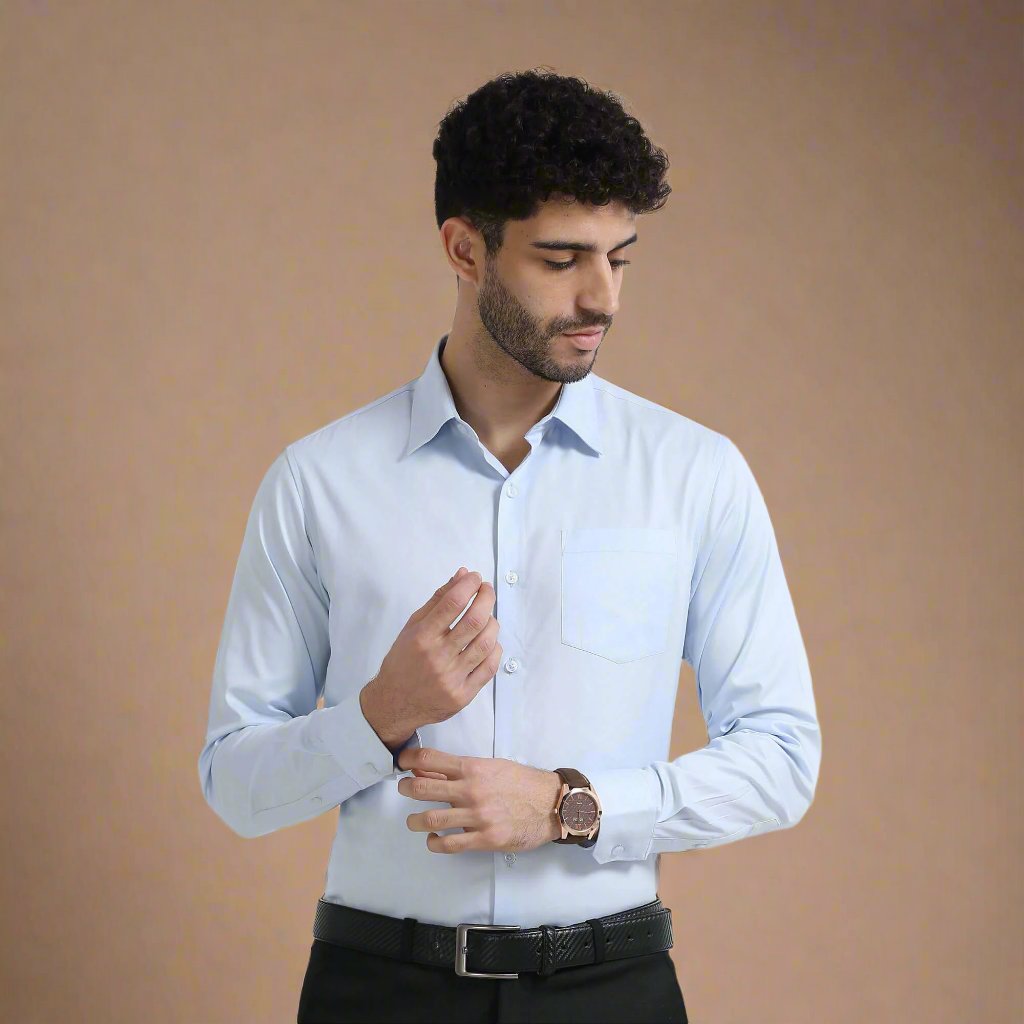 Willow Bamboo Shirt In Powder Blue Bamboo shirt with formal trousers by TFC
