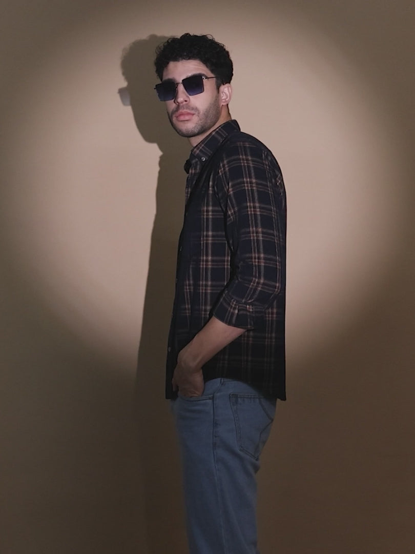 Cruise Checks Corduroy Shirt In Navy Corduroy checks navy shirt