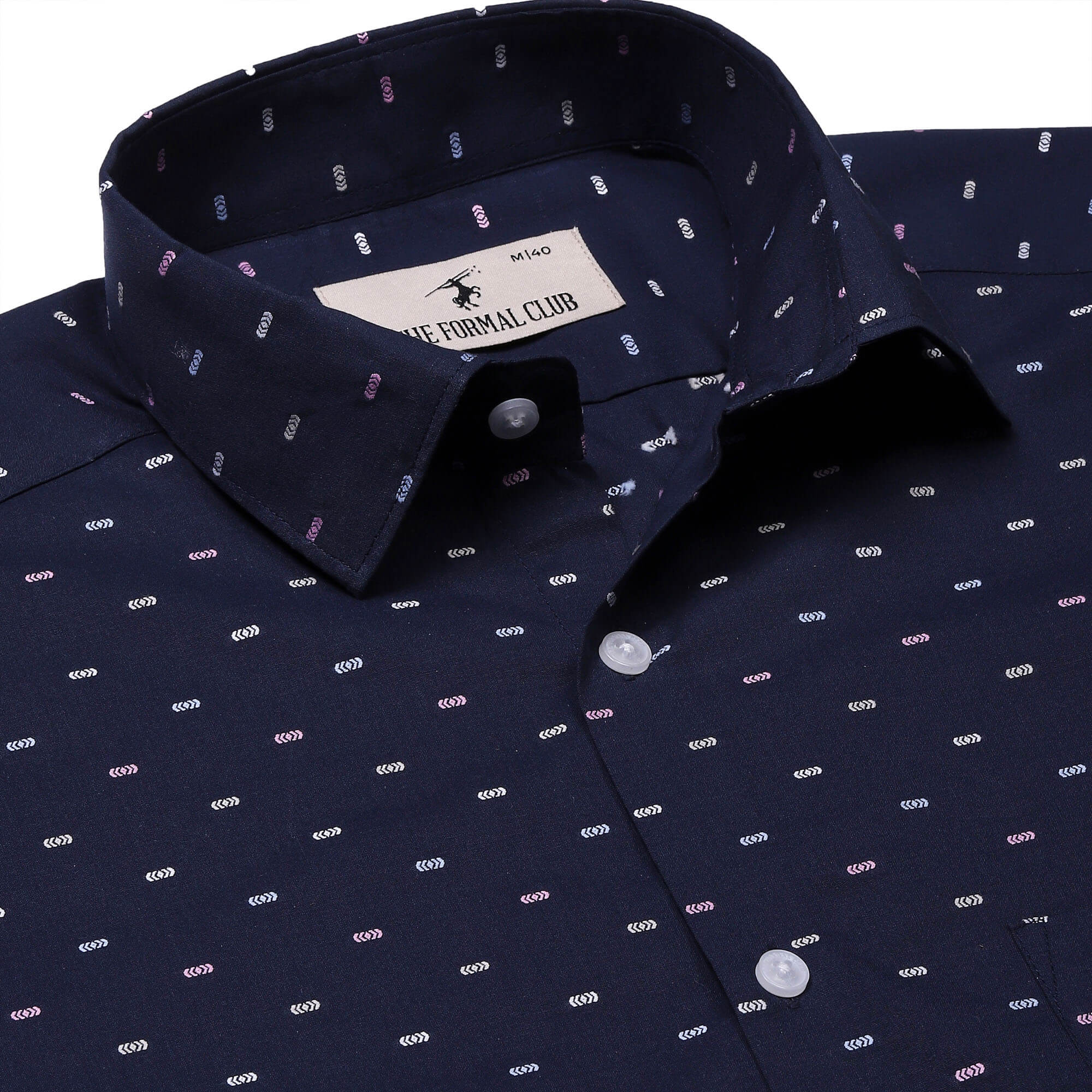 Nova Textured Shirt In Navy Blue Slim Fit - The Formal Club