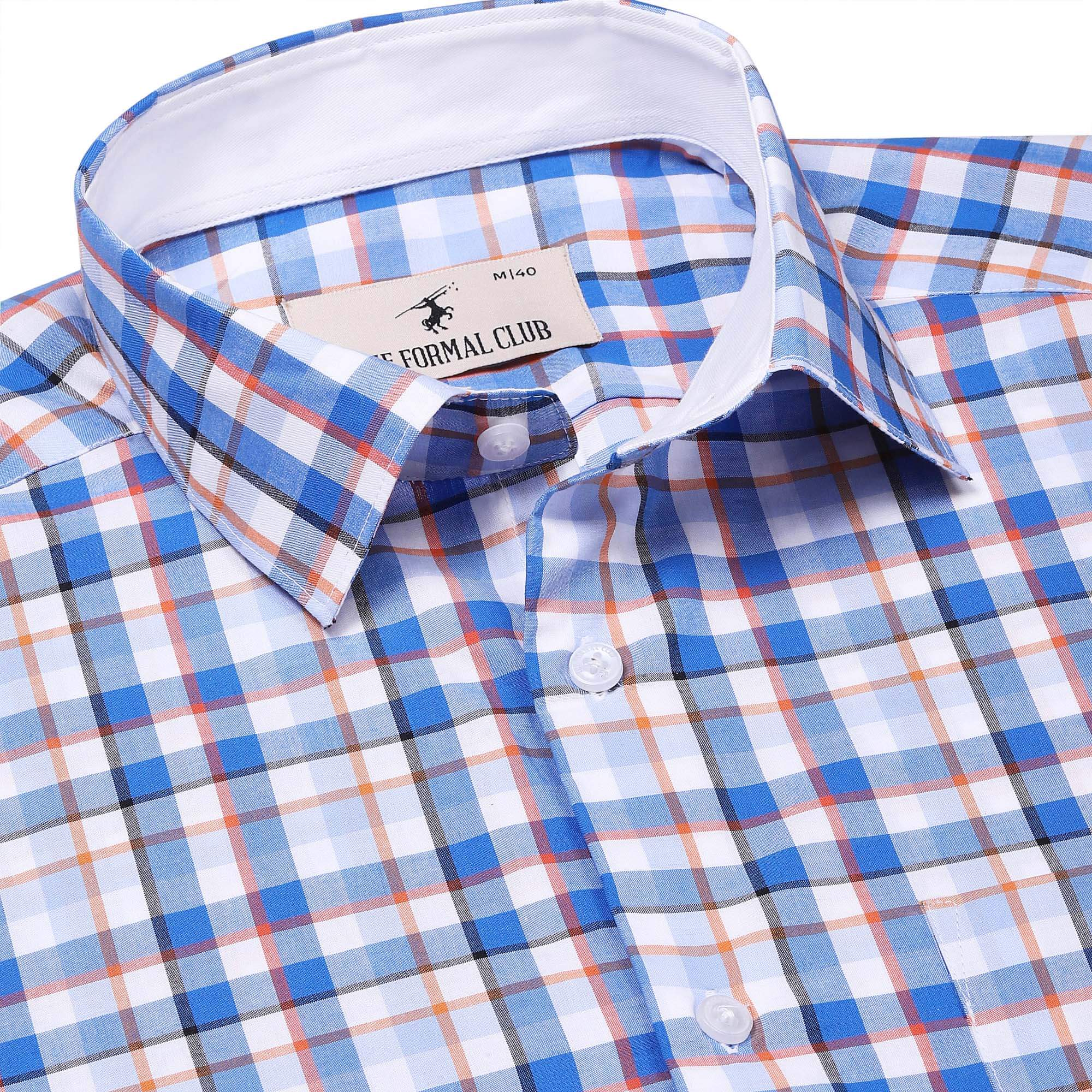 Zephyr Check Shirt In Blue Regular Fit - The Formal Club