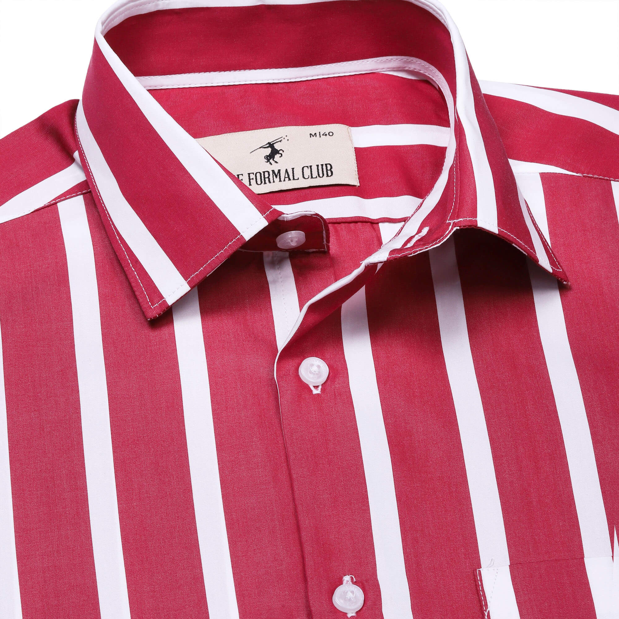Zephyr Stripe Shirt In Red Regular Fit - The Formal Club