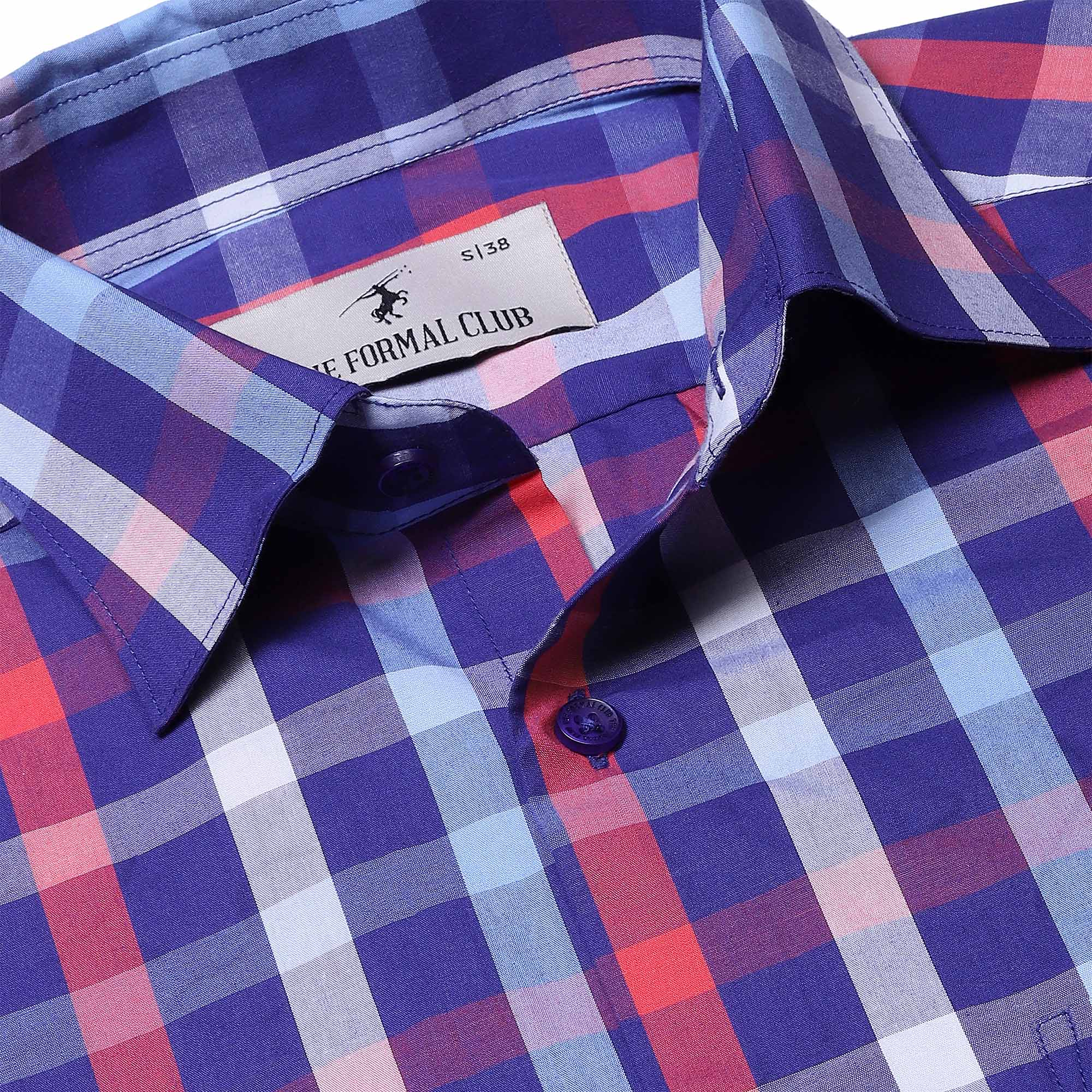 Duplin Yarn Died Check Shirt In Blue Red - The Formal Club