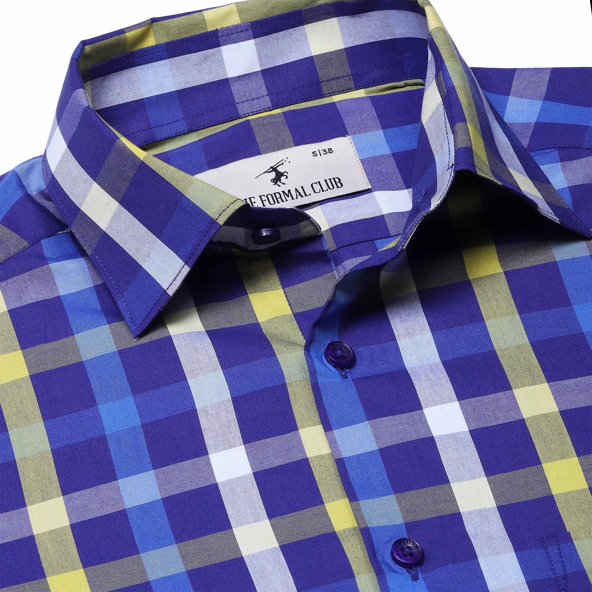 Duplin Yarn Died Check Shirt In Blue Yellow Blue Yellow Check Shirt for Men By TFC