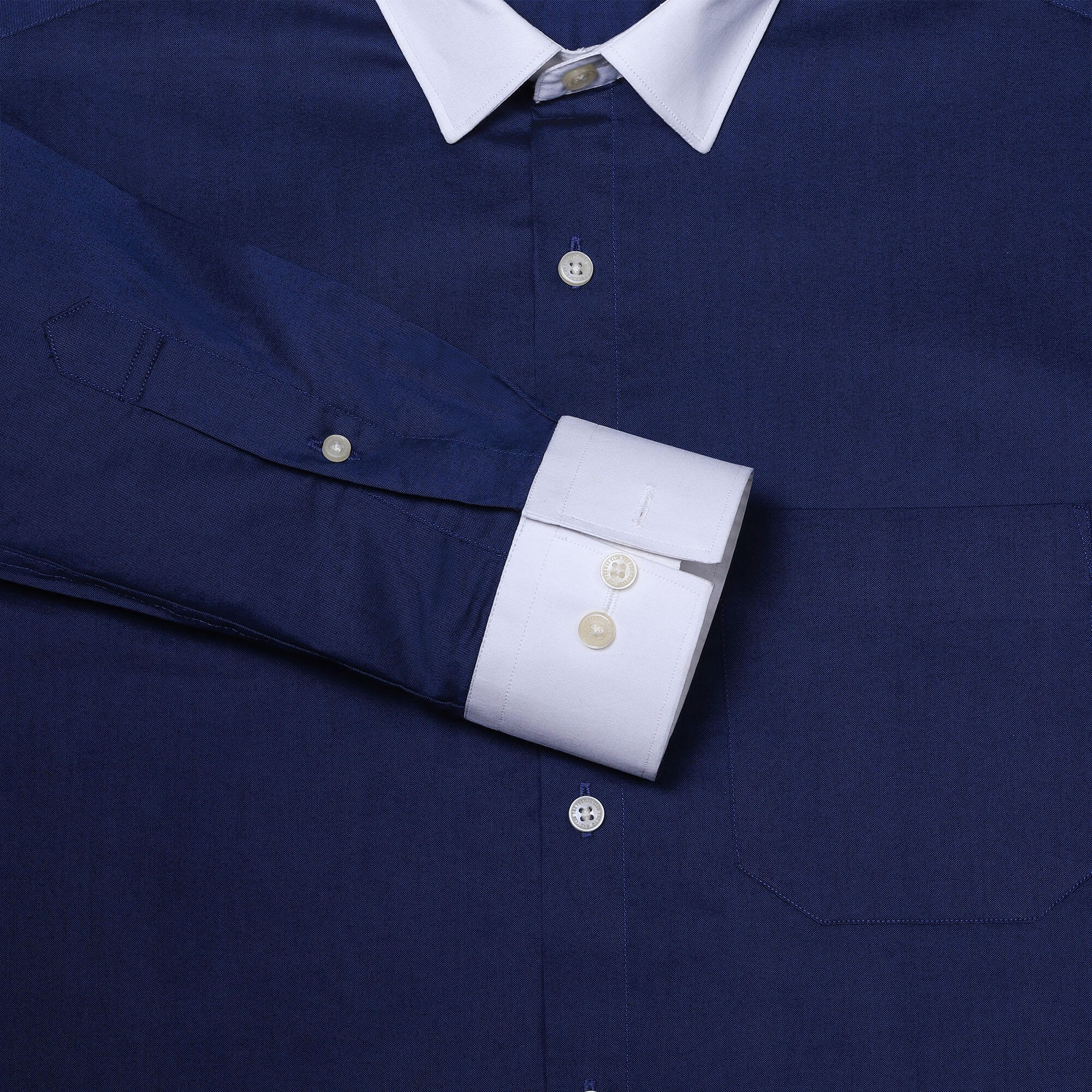 White Collar Full Sleeves Solid Shirt In Navy Blue Buy navy blue shirt with white collar For men By TFC