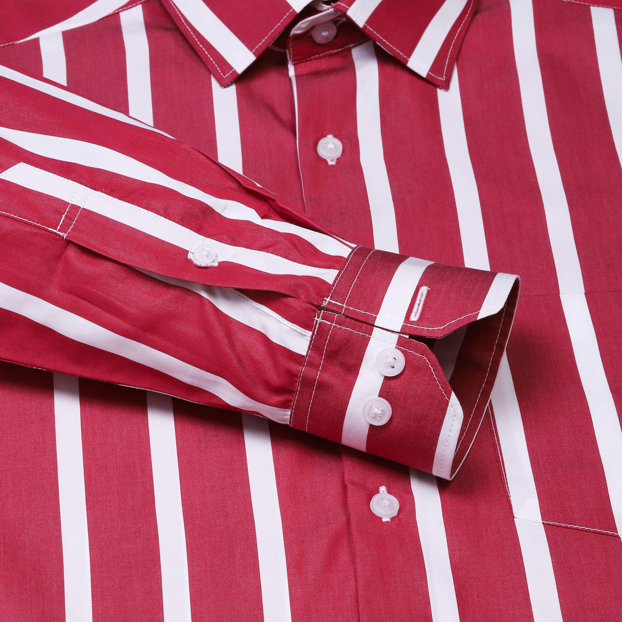 Zephyr Stripe Shirt In Red Regular Fit - The Formal Club
