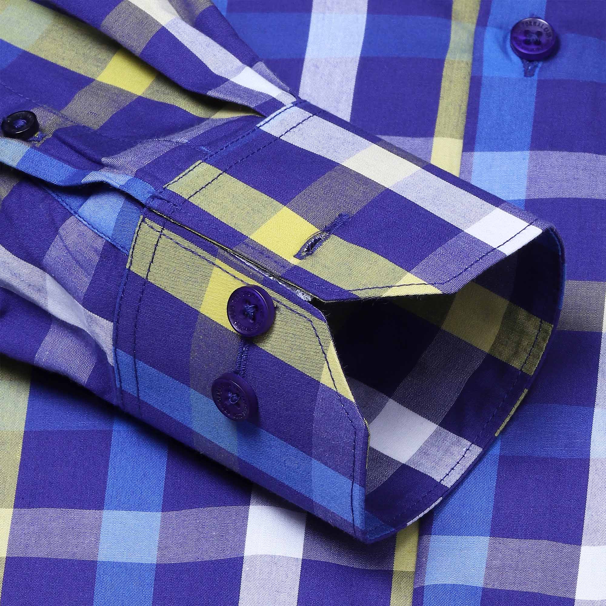 Duplin Yarn Died Check Shirt In Blue Yellow Duplin Yarn Dyed Cotton Shirt For Men By TFC