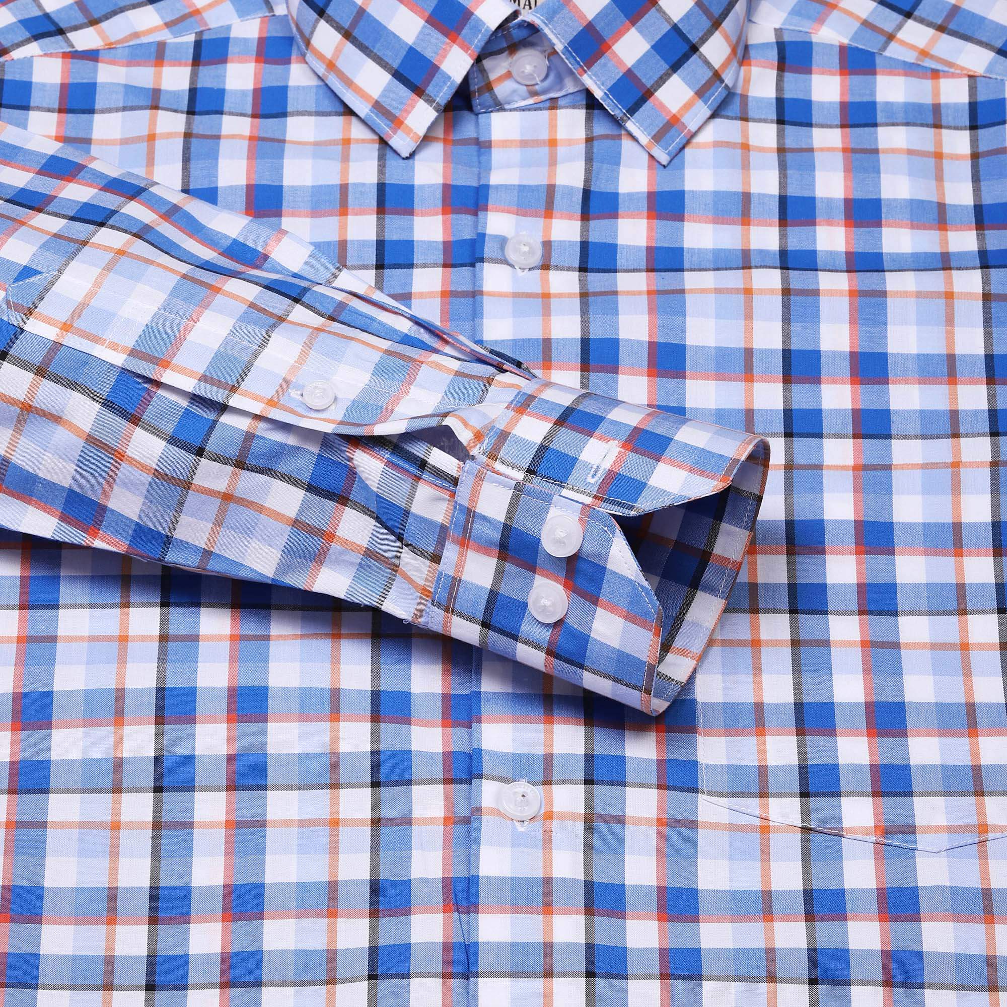 Zephyr Check Shirt In Blue Slim Fit - The Formal Club