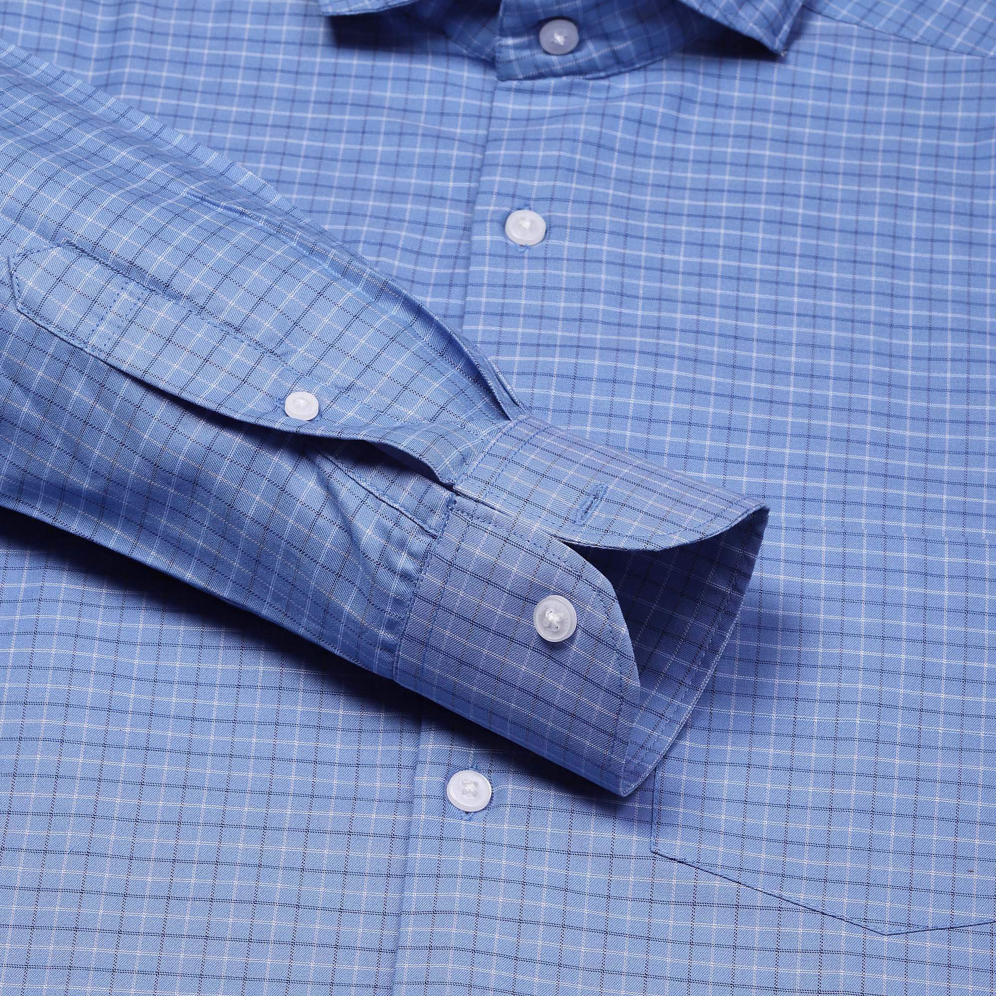 Eclipse Twill Check Shirt In Blue  Slim Fit - The Formal Club