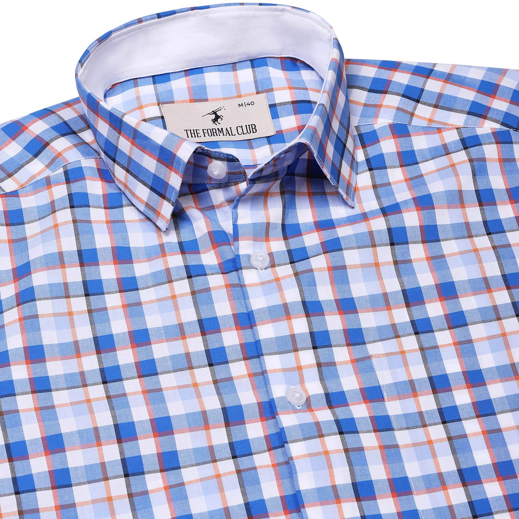 Zephyr Full Sleeves Check Shirt In Blue Regular Fit Buy Zephyr Blue Check Shirt For Men By TFC