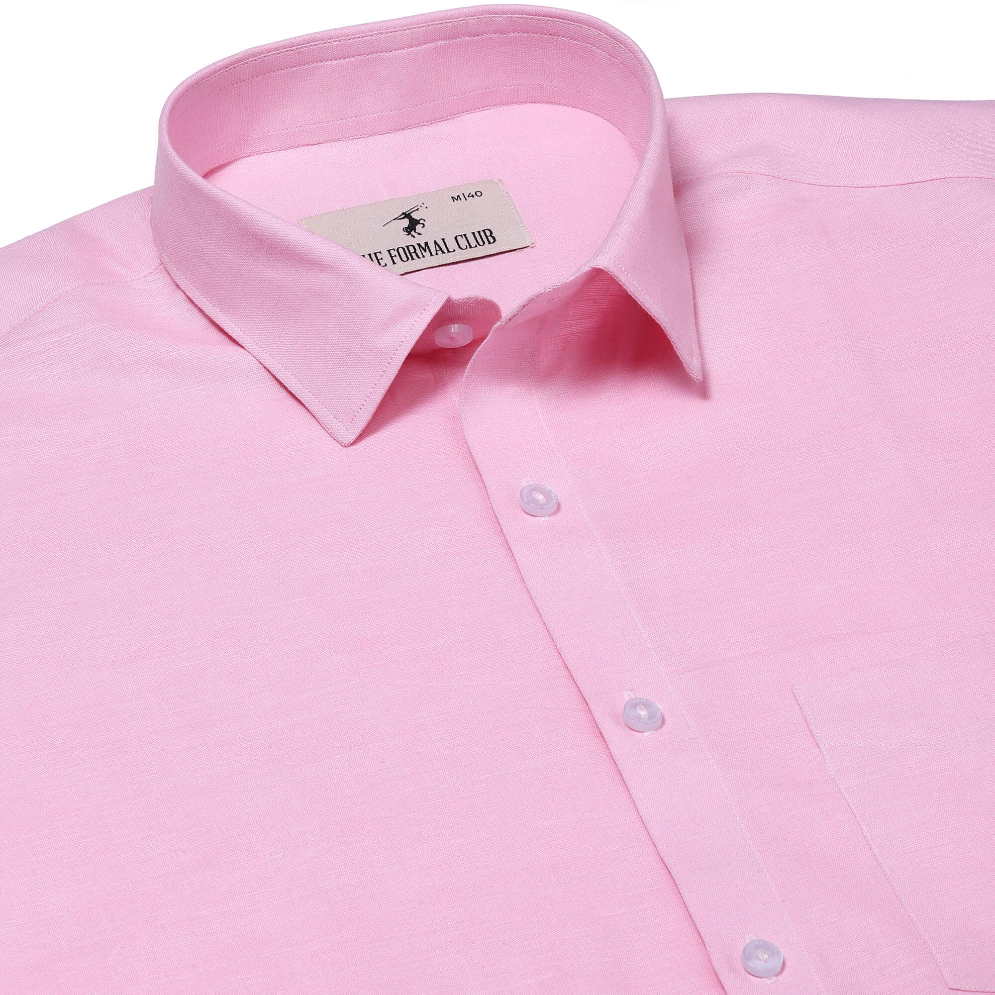Luna Linen Solid Shirt In Pink Luna Lenin Solid Shirt In Pink For Men By TFC