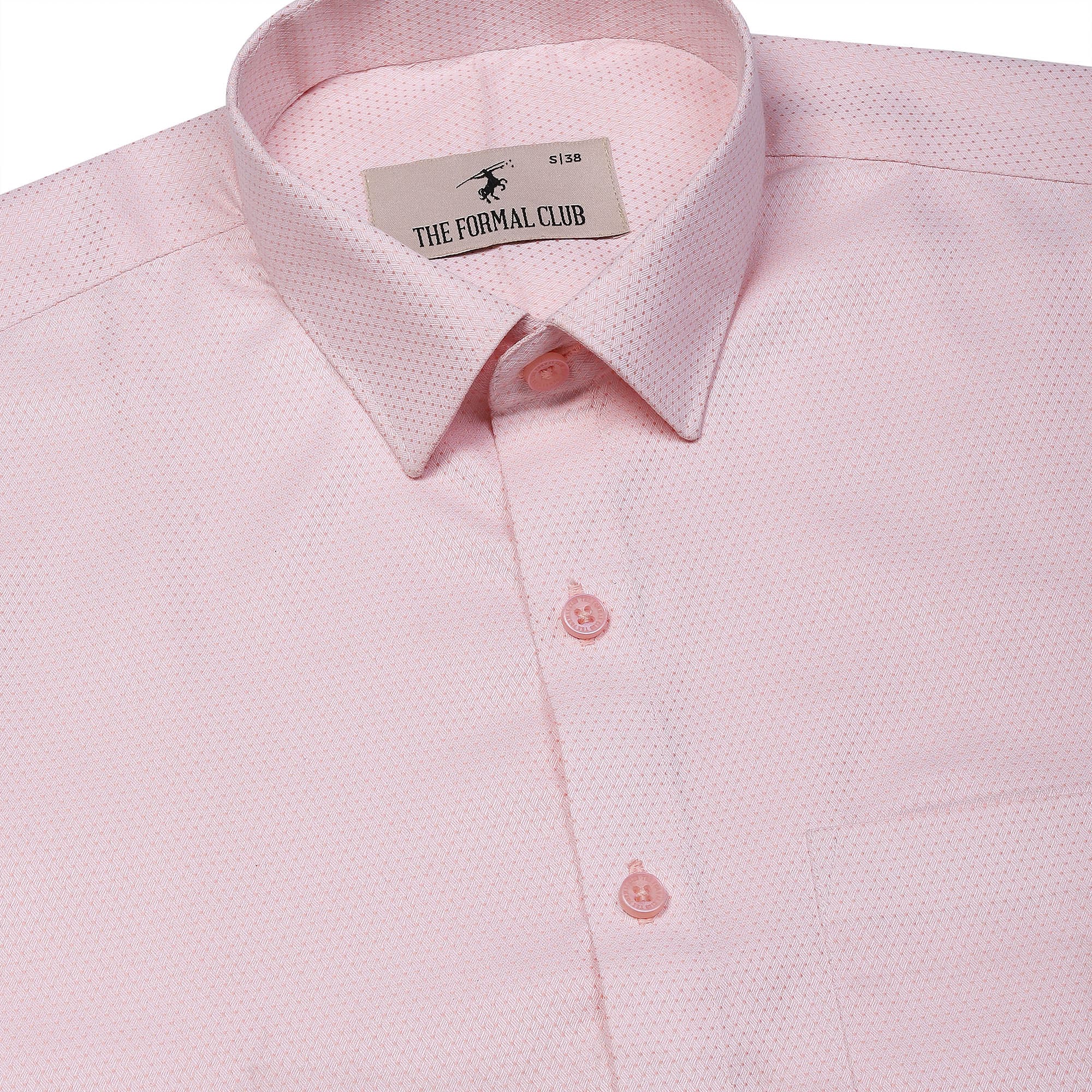 Mikey Dobby Textured Shirt in Peach - The Formal Club