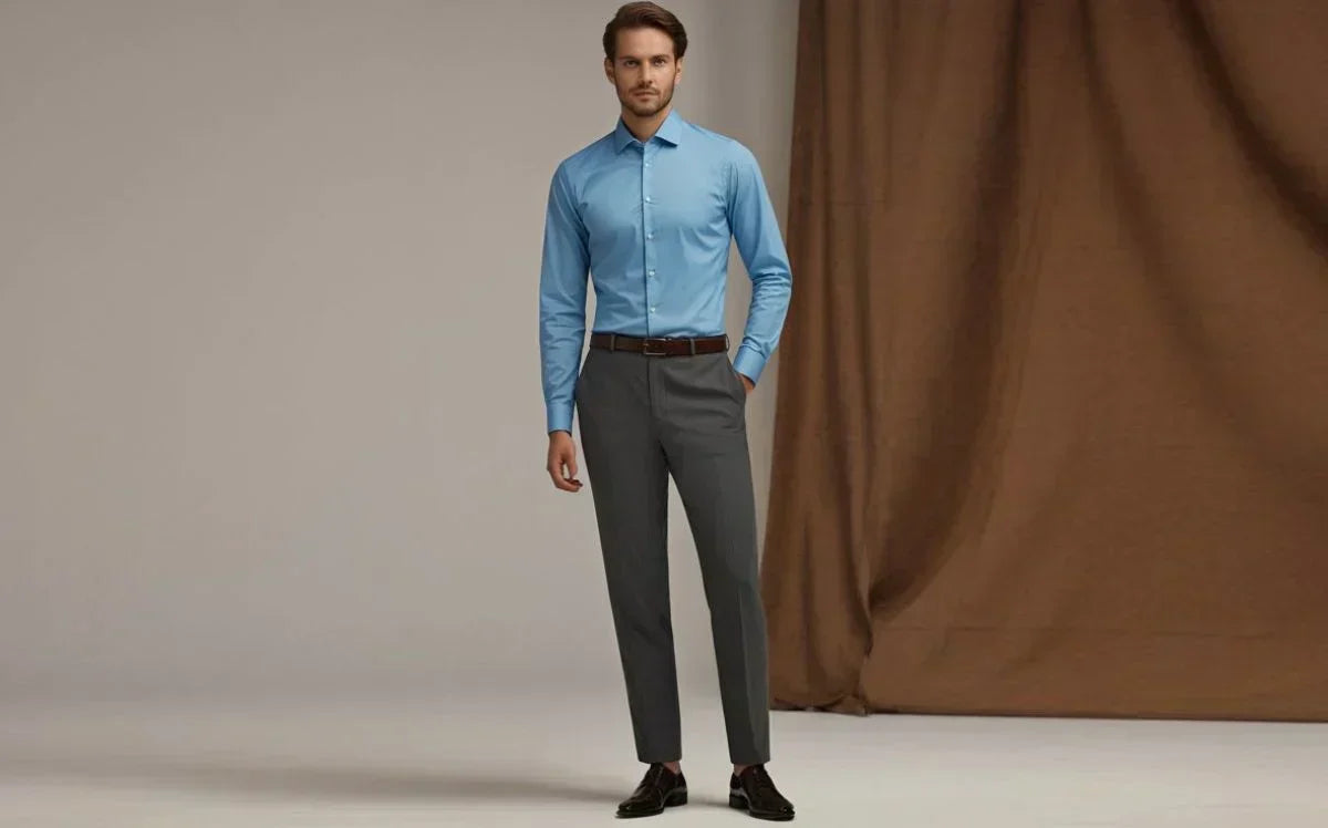 sky blue shirt matching pants