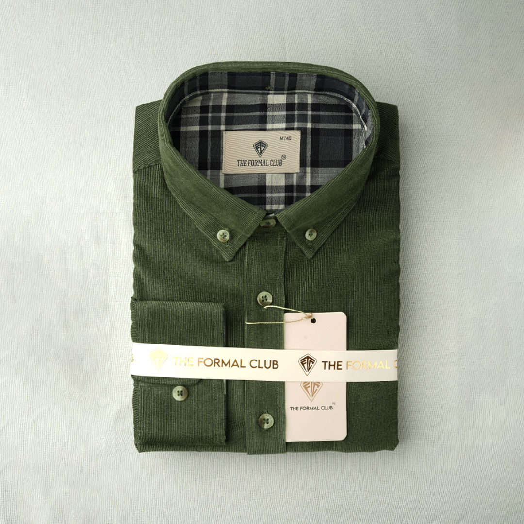Cruise Corduroy Shirt In Leaf Green