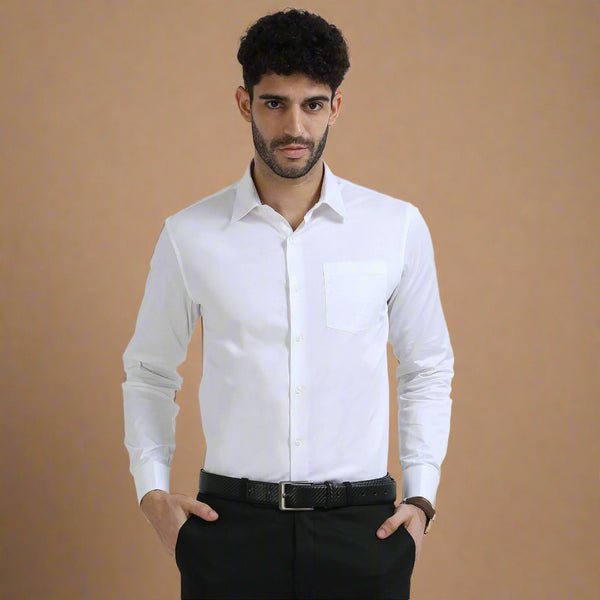 Cambridge Giza Cotton Shirt In Snow