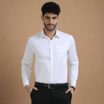 Cambridge Giza Cotton Shirt In Snow