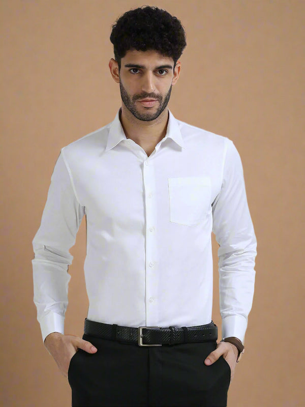 Cambridge Giza Cotton Shirt In Snow
