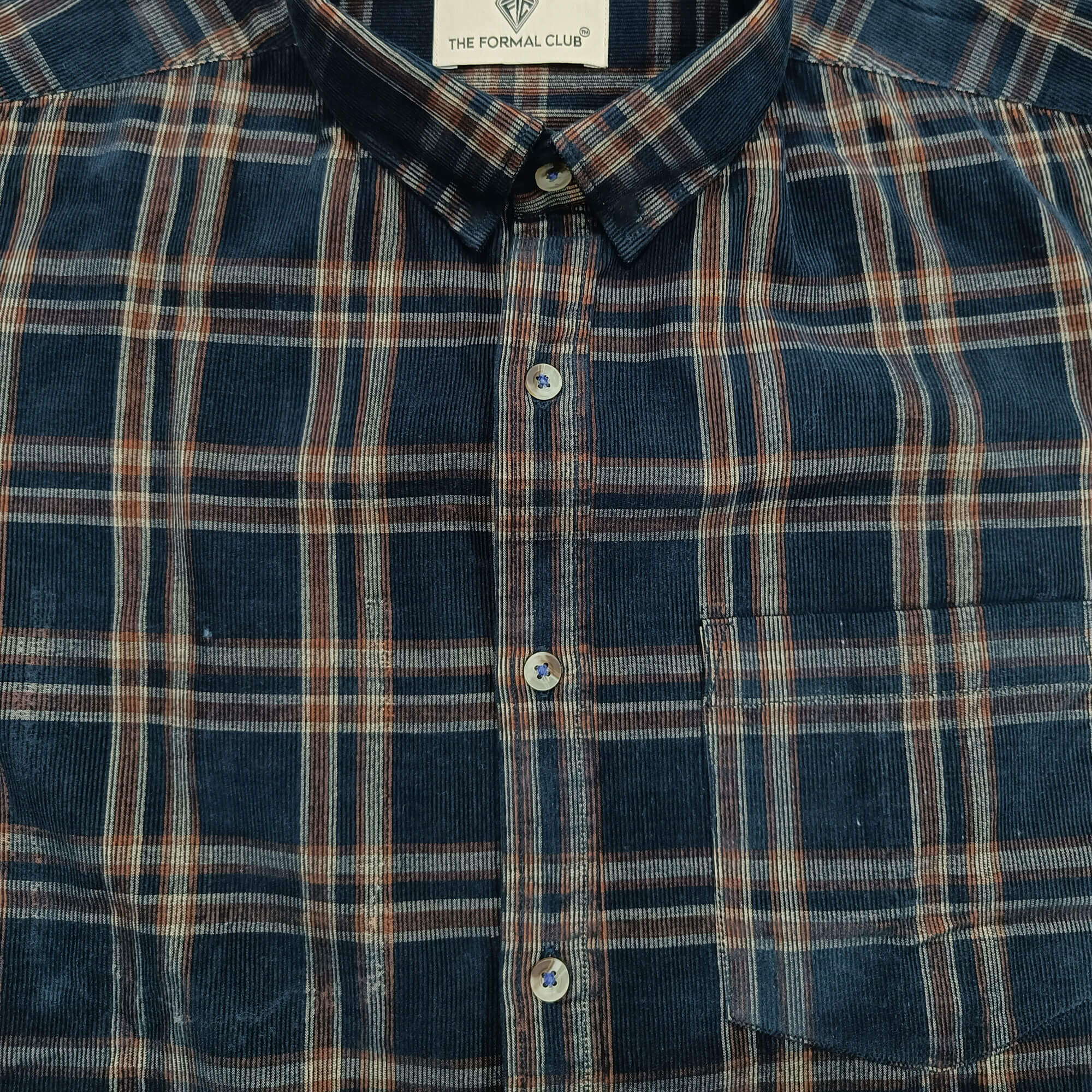 CRUISE CHECKS CORDUROY SHIRT IN NAVY