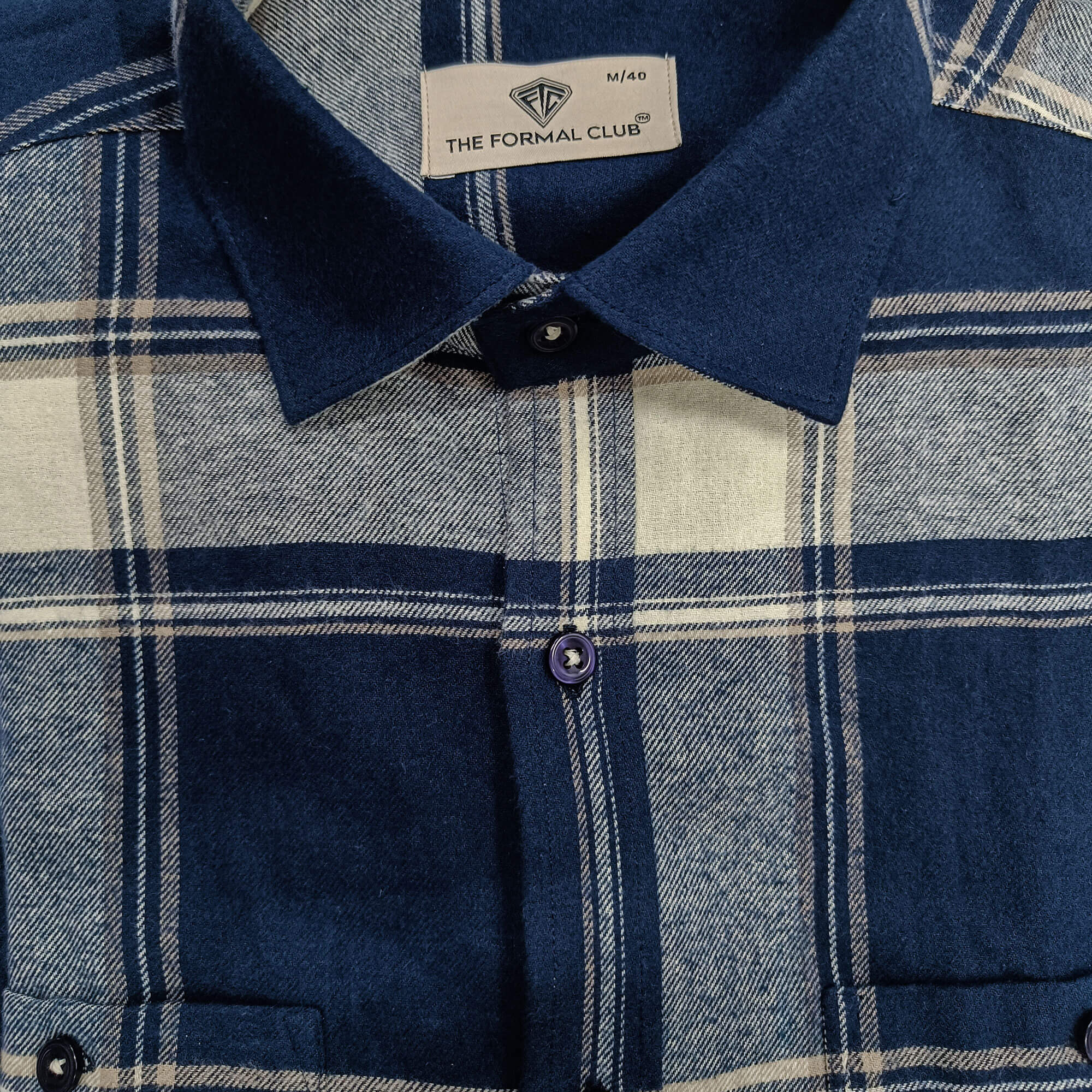 LUMBER FLANNEL CHECK SHIRT IN MIDNIGHT BLUE