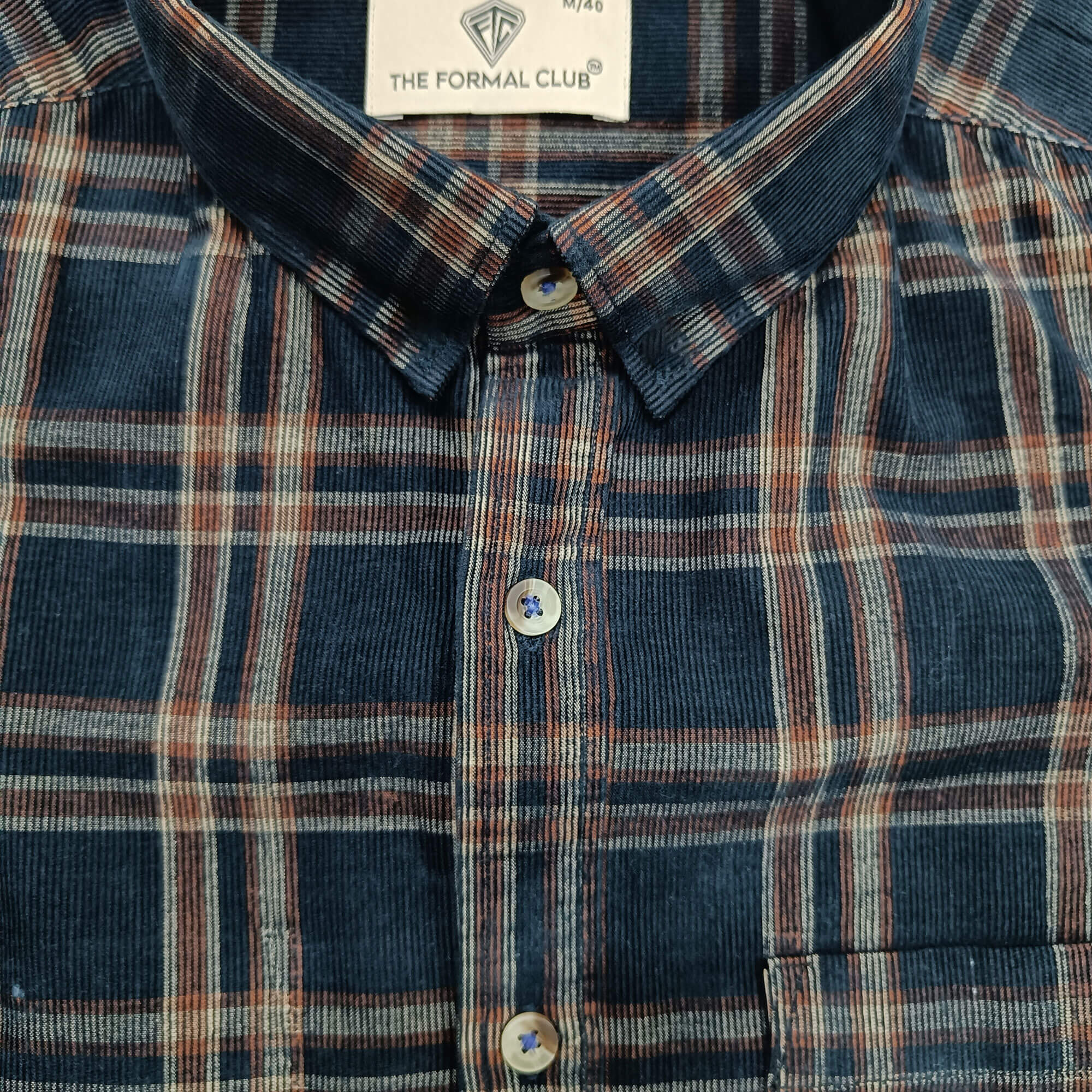 CRUISE CHECKS CORDUROY SHIRT IN NAVY