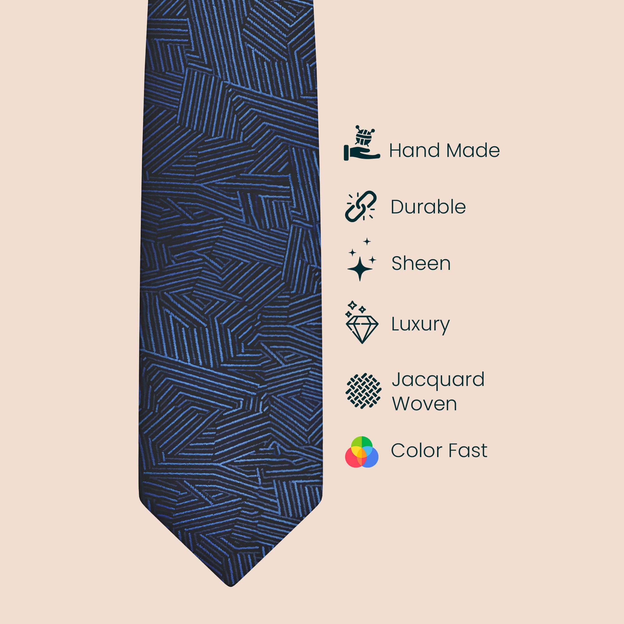 Majestic blue handmade tie+pocket square+Premium Cufflinks