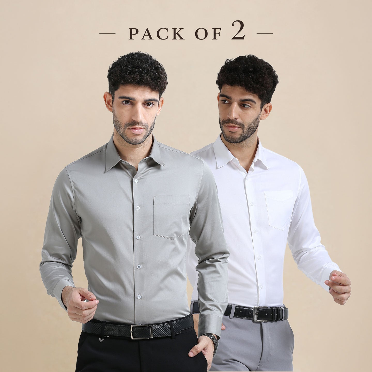 The Best-Sellers of Giza Cotton - 2 Shirt Pack - Snow & Pewter
