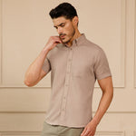 Breeze Linen Half Sleeves Shirt In Velvet Rose