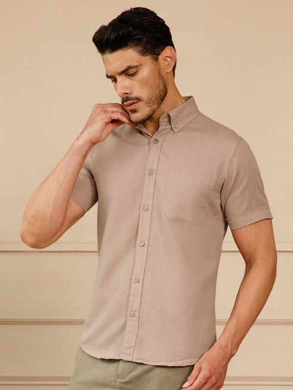 Breeze Linen Half Sleeves Shirt In Velvet Rose