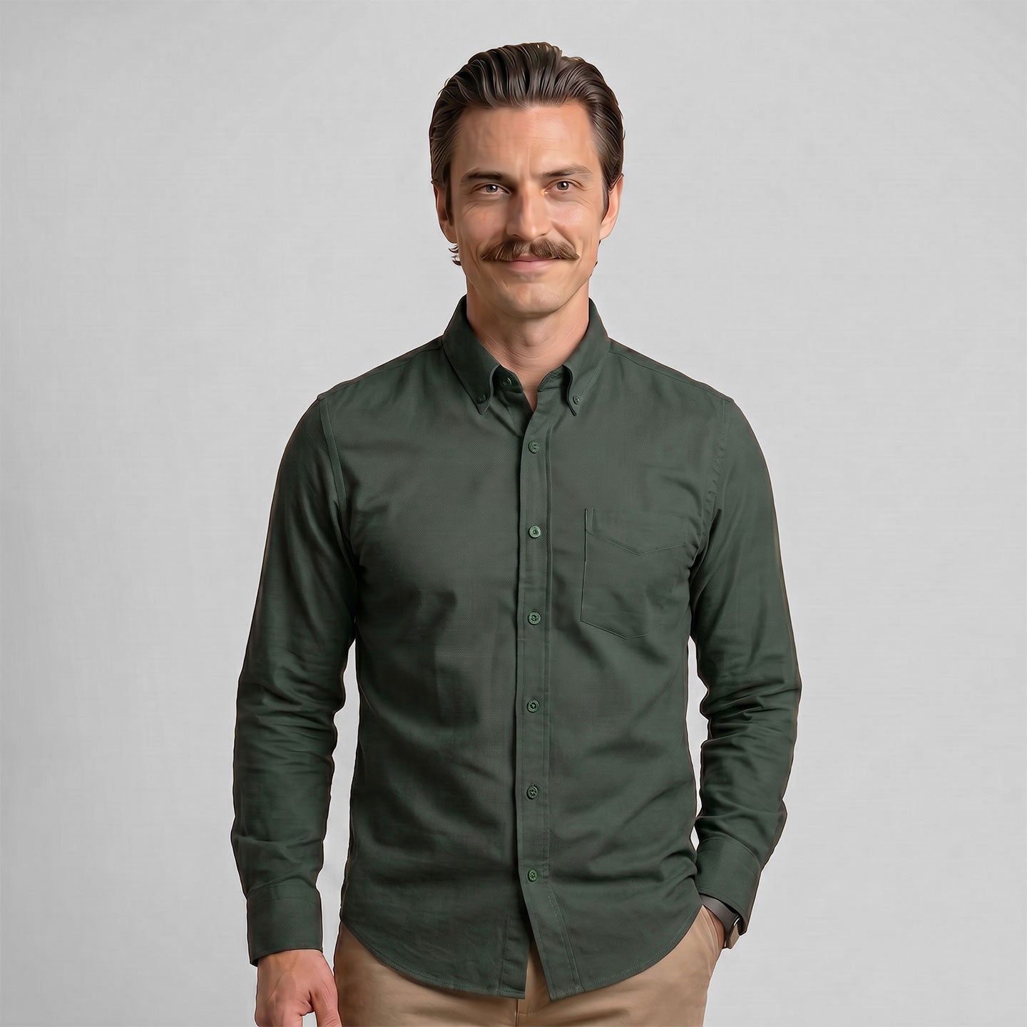 Regal Oxford Solid Shirt In Deep Forest