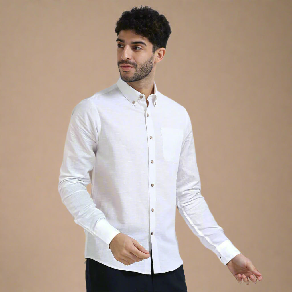 Breeze Linen Full Sleeves Shirt In Ivory