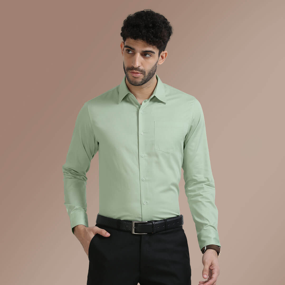 Cambridge Giza Cotton Shirt In Moss Green