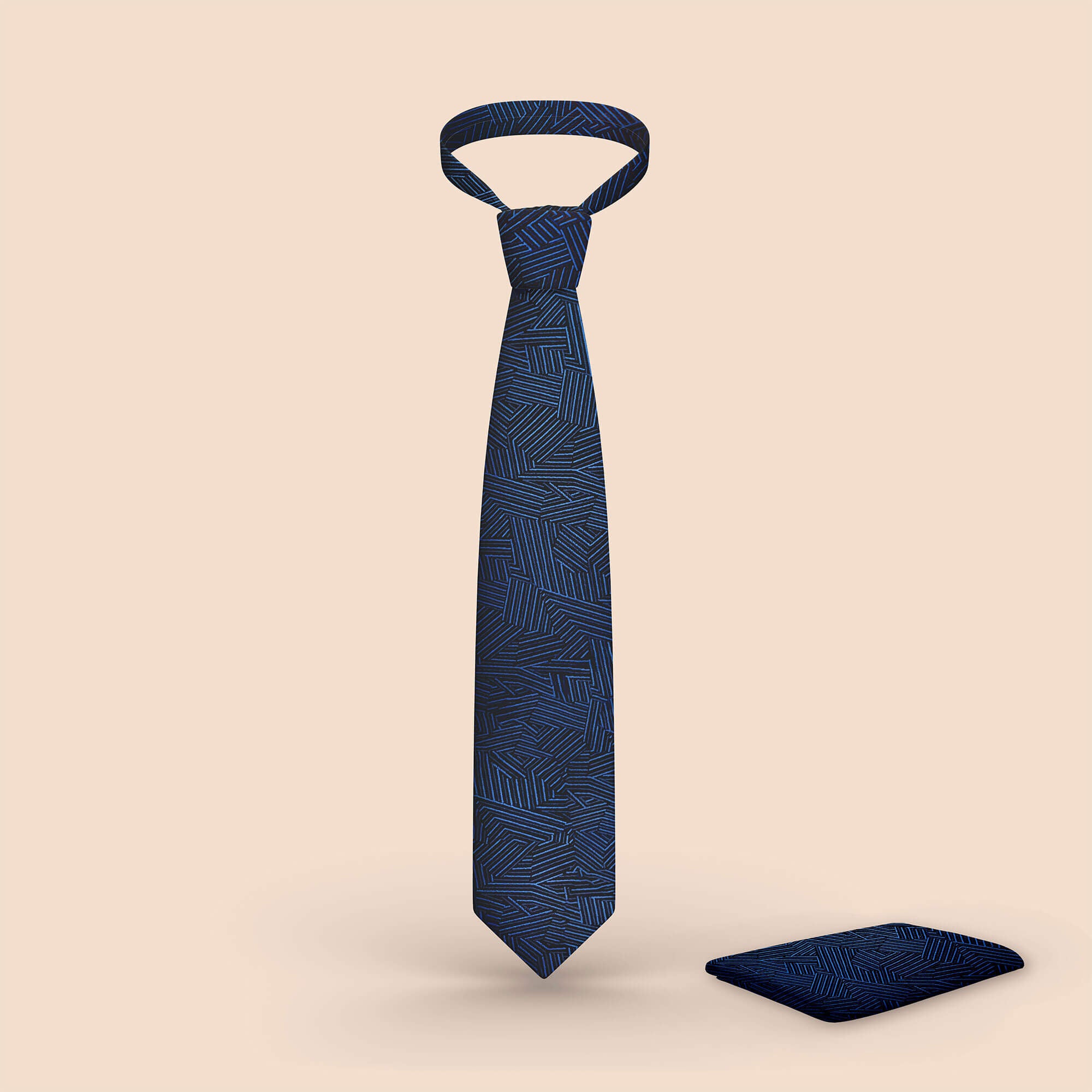 Majestic blue handmade tie & pocket square set