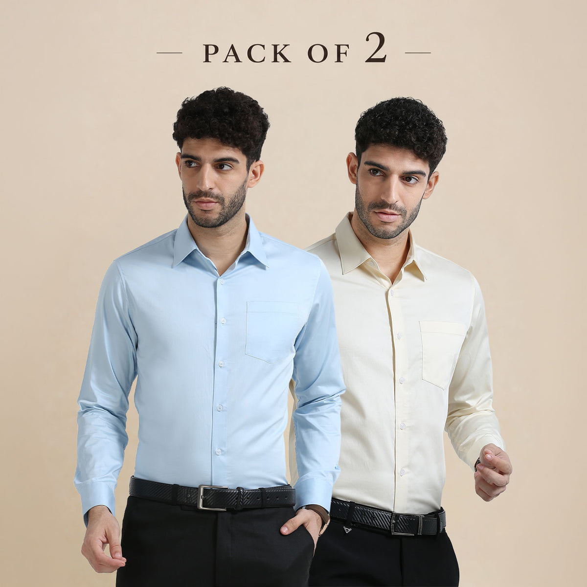 The Best-Sellers of Giza Cotton - 2 Shirt Pack - Vanilla & Ice Blue