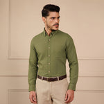 Breeze Linen Full Sleeves Shirt In Hunter Green
