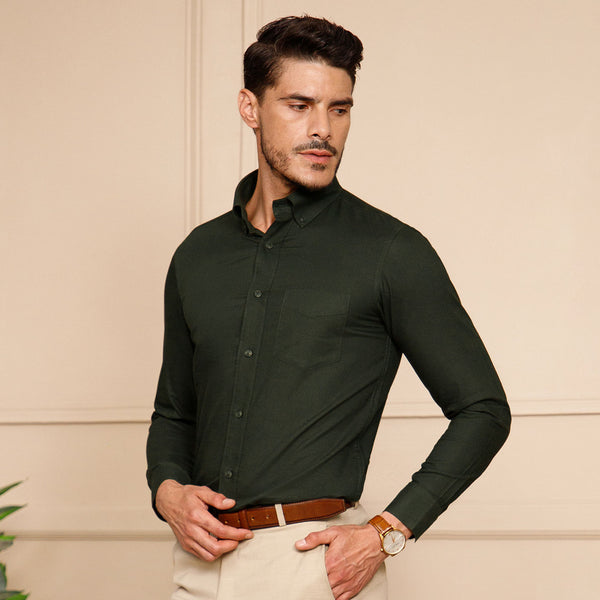 Regal Oxford Solid Shirt In Deep Forest