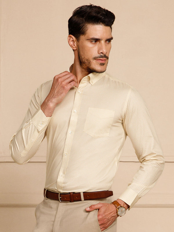 Gingham 2 Ply Check Shirt In Ochre