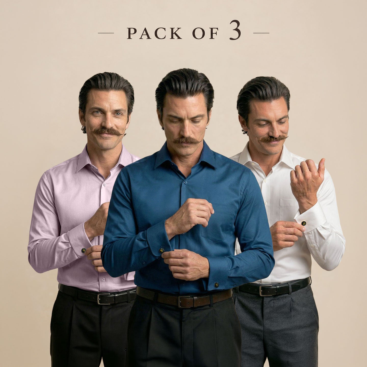 The Best-Sellers of French Cuff- 3 Shirt Pack - Dusty Rose, Slate Blue & Snow