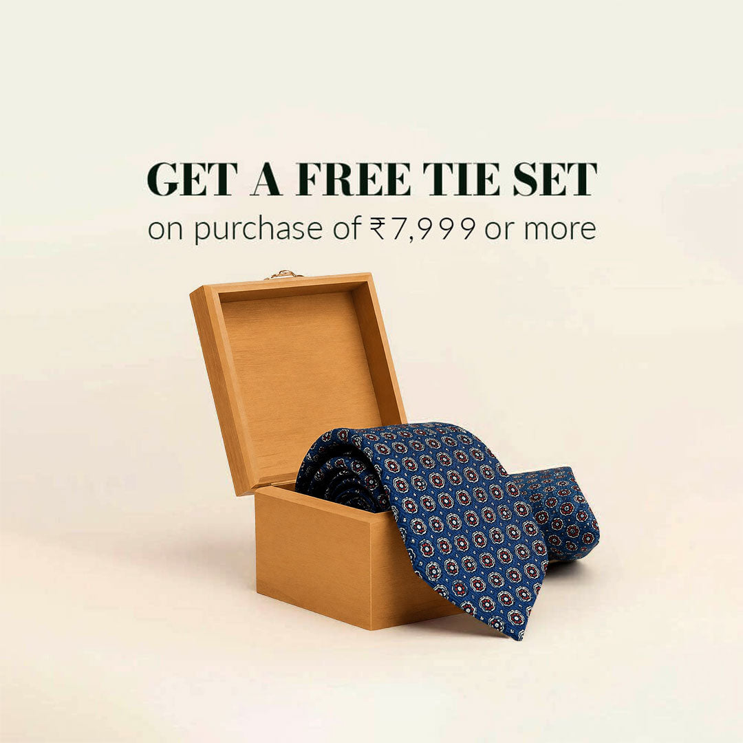 Duke Coins Handmade Tie & Pocket Square in Cobalt/Wine