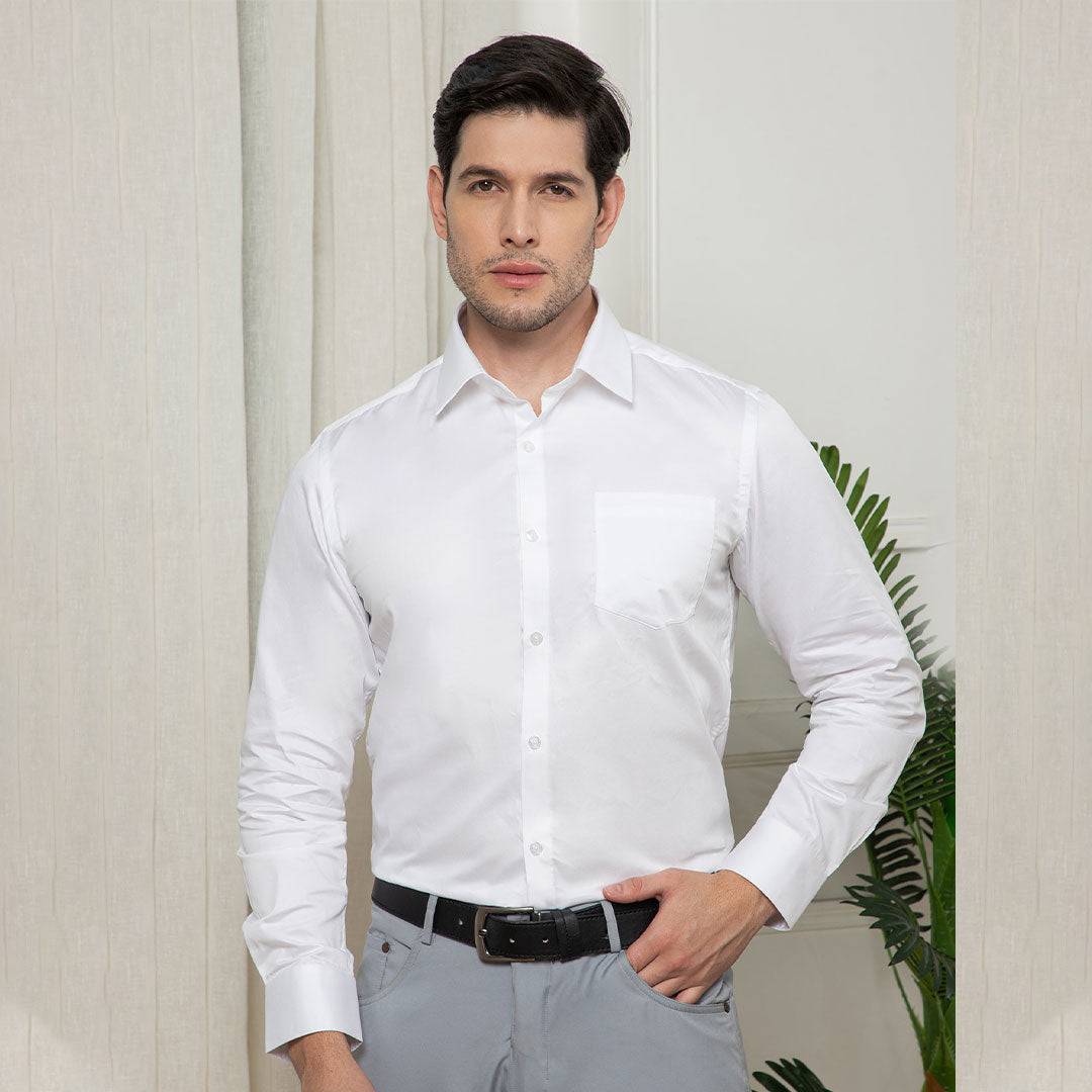 Cambridge Giza Cotton Shirt In Snow
