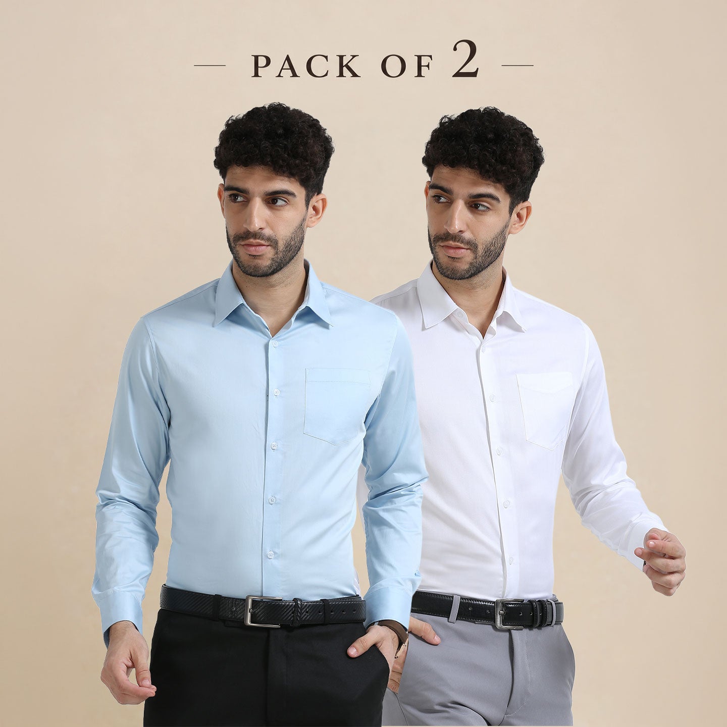 The Best-Sellers of Giza Cotton - 2 Shirt Pack - Ice Blue & Snow