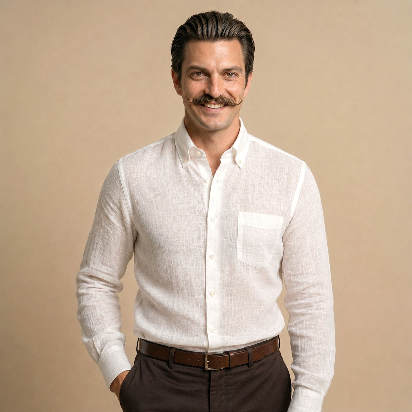 Cedar Pure Linen Full Sleeves Shirt in Snow