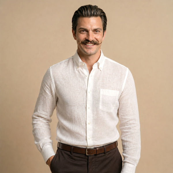 Cedar Pure Linen Full Sleeves Shirt in Snow
