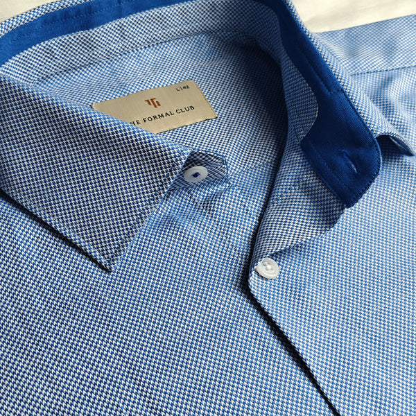 Shepherd Houndstooth Shirt In Arctic Blue